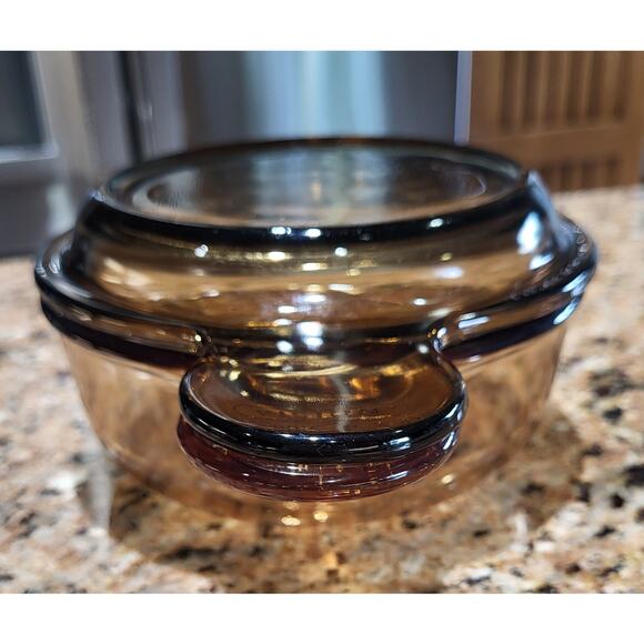 Vision Corning Amber Grab It Bowl V-150-B With Lid - Picture 9 of 13